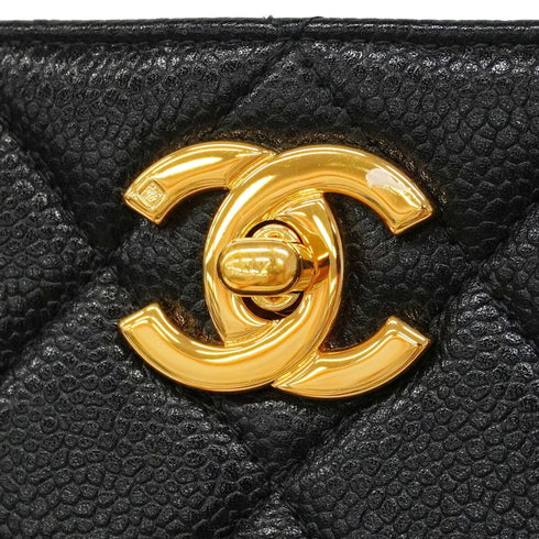Classic CC Shopping Tote Quilted Caviar Large