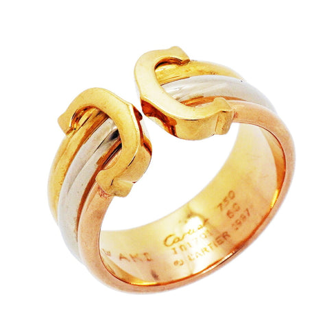 Vendome Louis Cartier Band Ring 18K Tricolor Gold