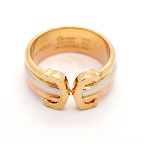 Vendome Louis Cartier Band Ring 18K Tricolor Gold