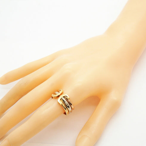 Vendome Louis Cartier Band Ring 18K Tricolor Gold