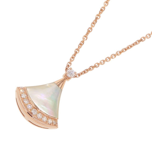 Pendant Necklace 18K Rose Gold with Mother of Pearl and Diamond