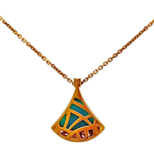 Diva's Dream Pendant Necklace 18K Yellow Gold with Turquoise and Diamond