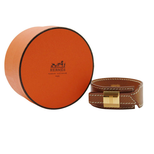 Artemis Bangle Leather Gold Brown Bracelet
