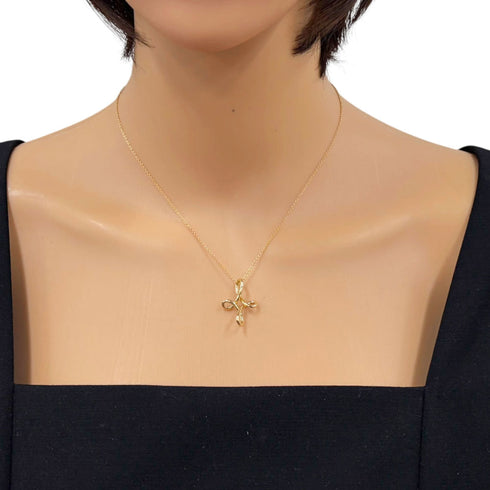 Infinity Cross Pendant Necklace 18K Yellow Gold