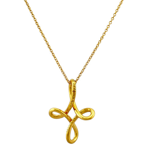 Infinity Cross Pendant Necklace 18K Yellow Gold