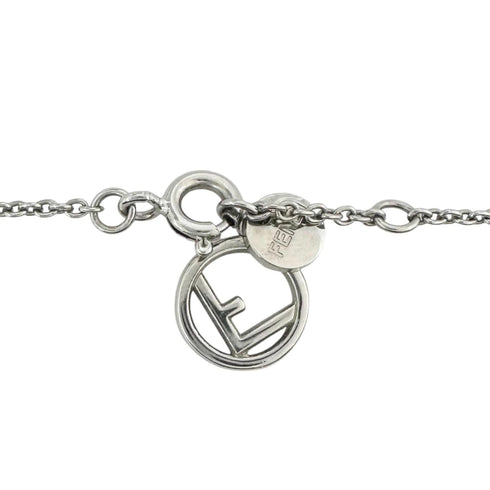 Pendant Necklace Brass and Rhinestone Silver