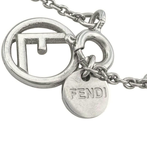 Pendant Necklace Brass and Rhinestone Silver