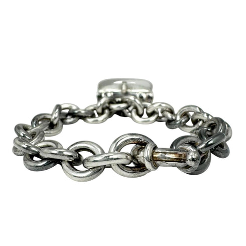 Bamboo Handle Bag Motif Chain Bracelet Sterling Silver