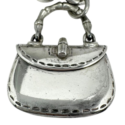 Bamboo Handle Bag Motif Chain Bracelet Sterling Silver