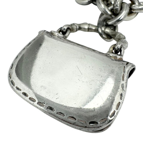 Bamboo Handle Bag Motif Chain Bracelet Sterling Silver