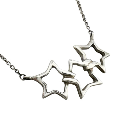 Triple Star Pendant Necklace Sterling Silver