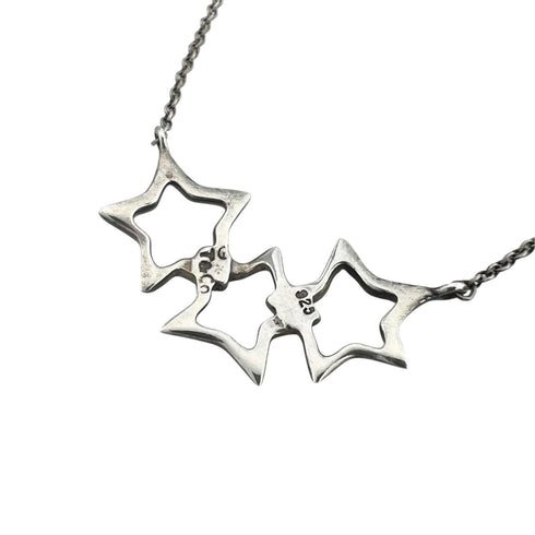 Triple Star Pendant Necklace Sterling Silver