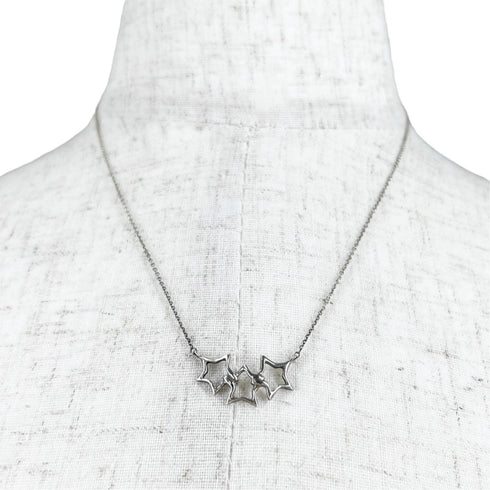 Triple Star Pendant Necklace Sterling Silver