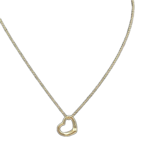 Open Heart Pendant Necklace Sterling Silver 12mm