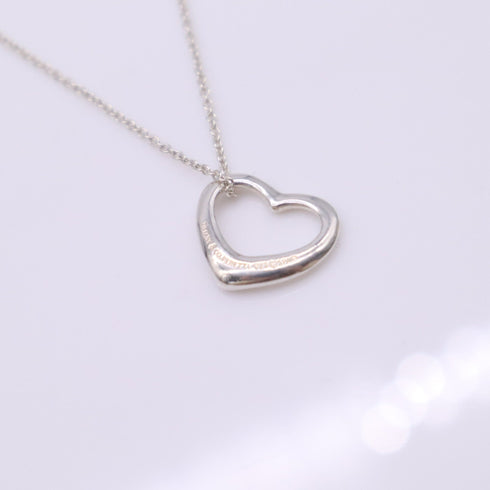 Open Heart Pendant Necklace Sterling Silver 12mm