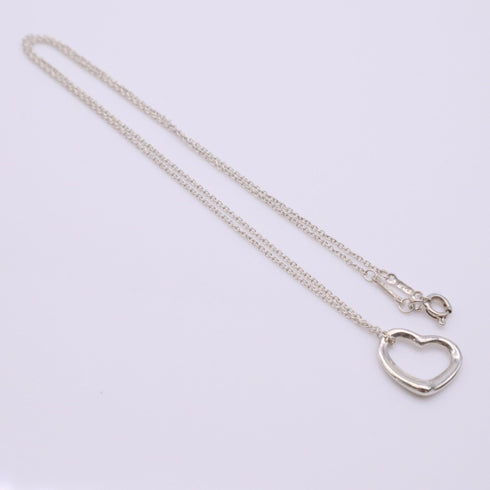 Open Heart Pendant Necklace Sterling Silver 12mm