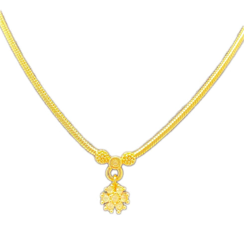 Flower Pendant Necklace Metal With Rhinestone
