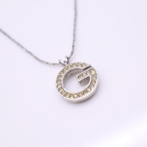 Pendant Necklace Sterling Silver With Rhinestone