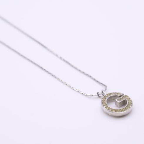 Pendant Necklace Sterling Silver With Rhinestone