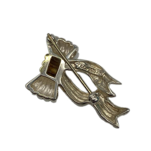 Twist Ribbon Brooch Gold and Sterling Silver
