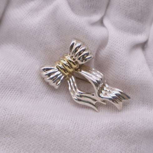 Twist Ribbon Brooch Gold and Sterling Silver