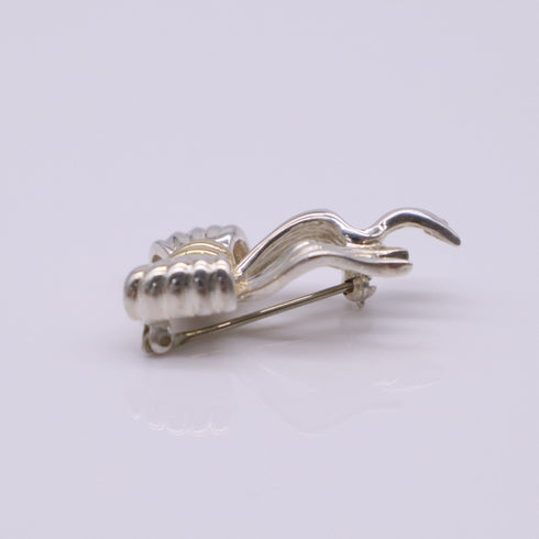 Twist Ribbon Brooch Gold and Sterling Silver