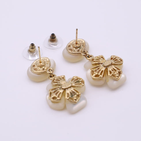 Earrings Camellia Gold-Tone Metal