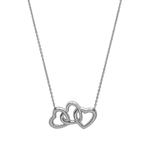Triple Heart Pendant Necklace Sterling Silver