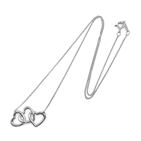 Triple Heart Pendant Necklace Sterling Silver