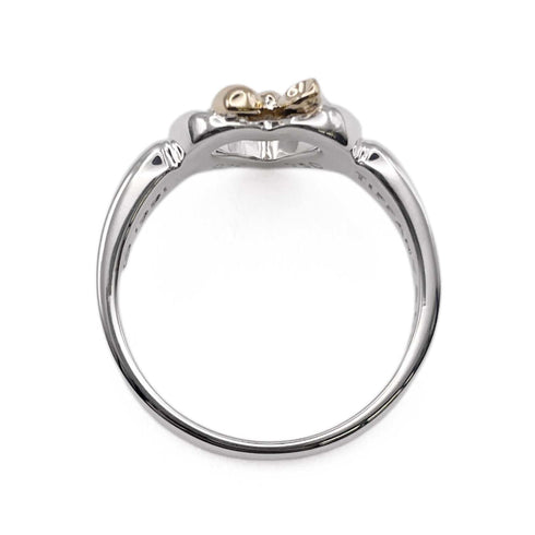 Heart Ribbon Ring 18K Yellow Gold and Sterling Silver