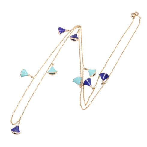 Pendant Necklace 18K Rose Gold with Diamond Lapis Lazuli and Turquoise
