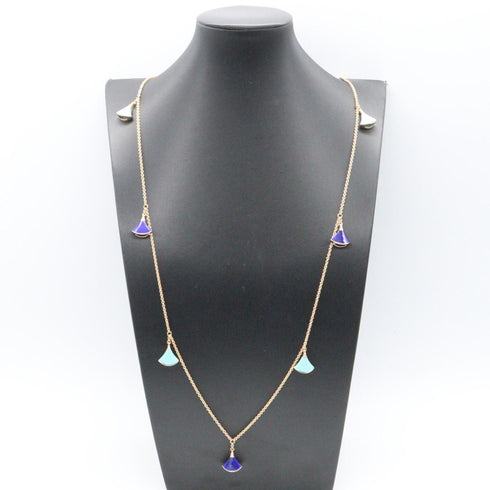 Pendant Necklace 18K Rose Gold with Diamond Lapis Lazuli and Turquoise