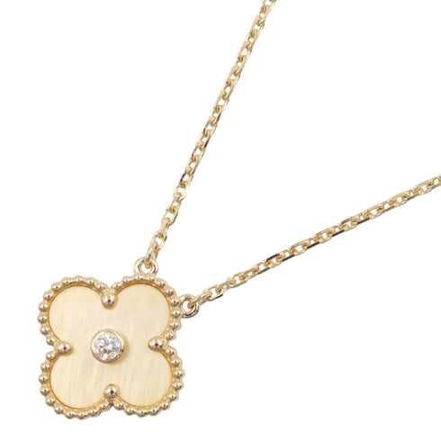 Vintage Alhambra Pendant Necklace 18K Yellow Gold and Mother of Pearl