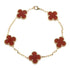 Vintage Alhambra Bracelet 18K Yellow Gold and Carnelian