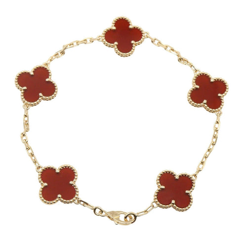Vintage Alhambra Bracelet 18K Yellow Gold and Carnelian