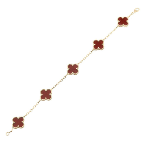 Vintage Alhambra Bracelet 18K Yellow Gold and Carnelian