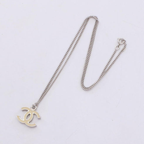 CC Logo Pendant Necklace Silver-Tone Metal