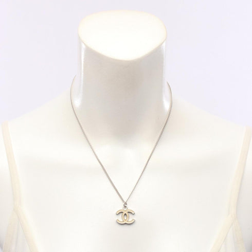 CC Logo Pendant Necklace Silver-Tone Metal