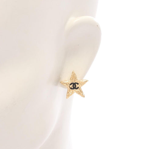 CC Logo Star Earrings Gold-Tone Metal Gold-Tone Metal