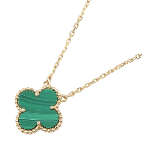 Vintage Alhambra Pendant Necklace 18K Yellow Gold and Malachite