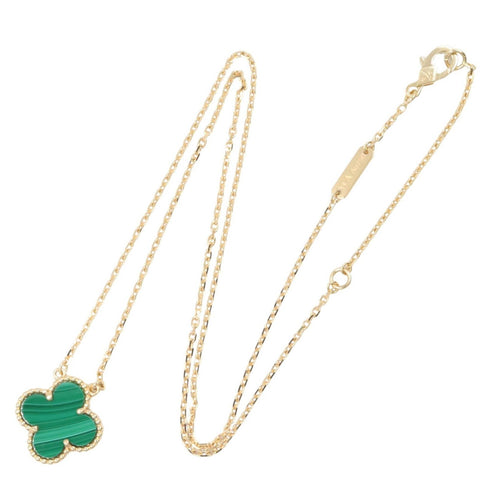 Vintage Alhambra Pendant Necklace 18K Yellow Gold and Malachite