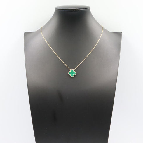 Vintage Alhambra Pendant Necklace 18K Yellow Gold and Malachite
