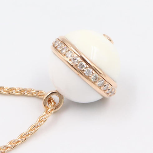 Pendant Necklace 18K Rose Gold with Chalcedony and Diamond