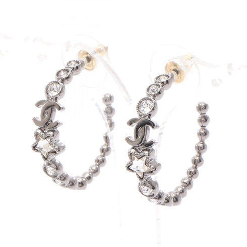 CC Logo Hoop Star Earrings Silver-Tone Metal Silver-Tone Metal