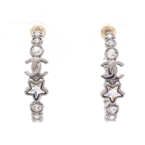 CC Logo Hoop Star Earrings Silver-Tone Metal Silver-Tone Metal