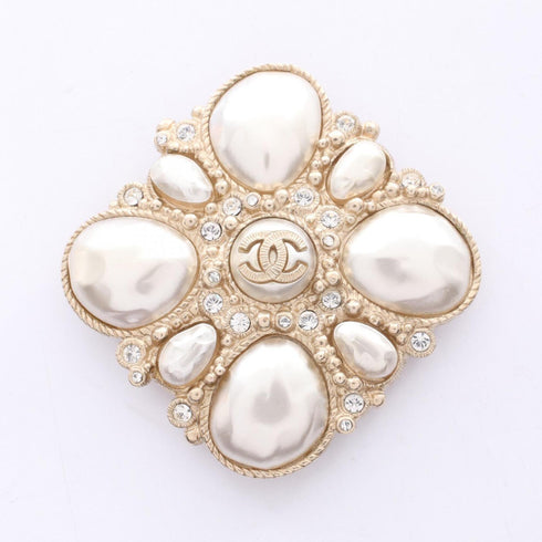 CC Logo Brooch Gold-Tone Metal