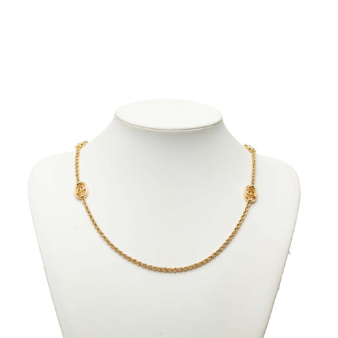 CD Long Pendant Necklace Gold Plated