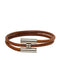 Tourni Tresse Bracelet Leather and Metal Brown