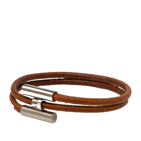Tourni Tresse Bracelet Leather and Metal Brown