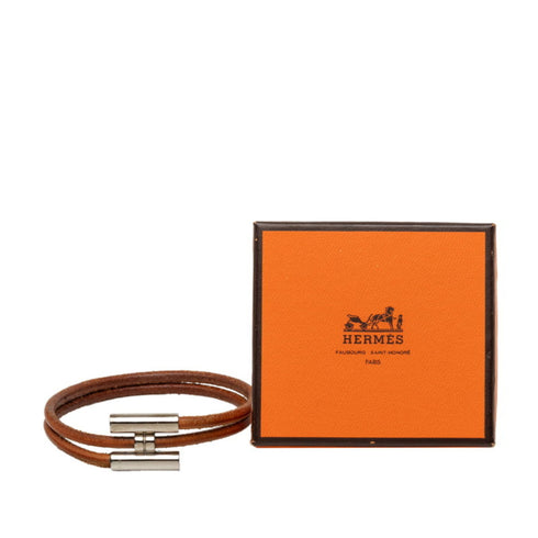 Tourni Tresse Bracelet Leather and Metal Brown